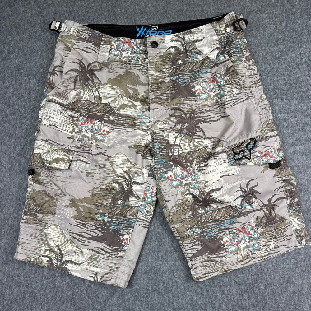 Fox Racing Shorts Mens 33 Grey Hydro Series Tropical Palm Cargo Boardshorts